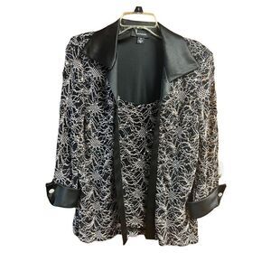 🔥5/20🔥 R & M Richards One Piece Cardigan * sequence * Blouse Sz  12